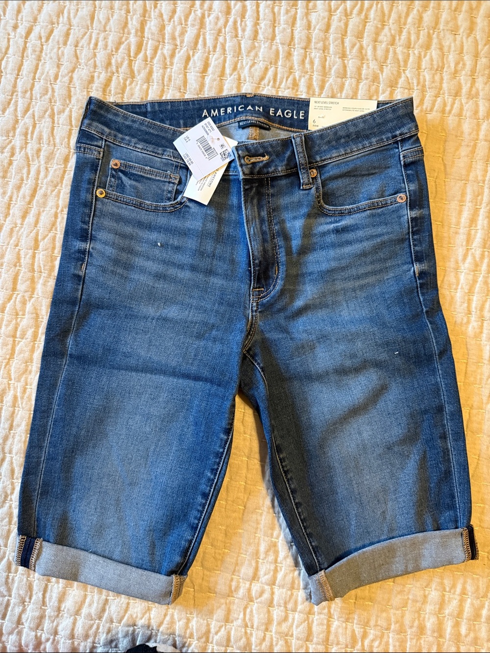 American Eagle Blue Rolled-Cuff Denim Shorts